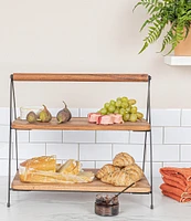 Creative Co Op Acacia Wood 2-Tier Serving Stand