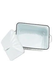 Creative Co Op Farmhouse Enameled Metal Bread Box with Bread Message