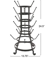 Creative Co Op Farmhouse Metal Bottle Holder with 24 Hooks