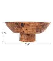 Creative Co Op Mango Wood Footed Bowl