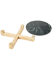 Creative Co Op Marble Serving Board with Mango Wood Stand
