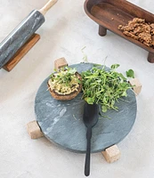 Creative Co Op Marble Serving Board with Mango Wood Stand
