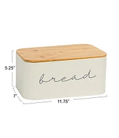 Creative Co Op Metal Bread Bin with Bamboo Lid