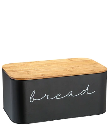 Creative Co Op Metal Bread Bin with Bamboo Lid