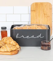 Creative Co Op Metal Bread Bin with Bamboo Lid
