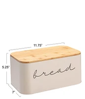 Creative Co Op Metal Bread Bin with Bamboo Lid