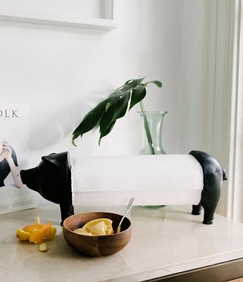 Creative Co Op Metal Pig Paper Towel Holder