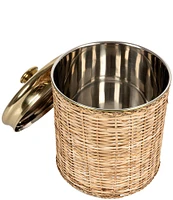 Creative Co Op Rattan Wrapped Stainless Steel Canisters, Set of 4