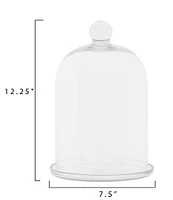 Creative Co Op Round Glass Cloche with Glass Plate