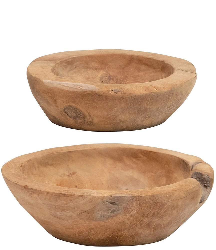 Creative Co Op Teakwood Bowls, Set of 2