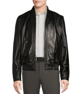 Cremieux Black Lamb Leather Bomber Jacket