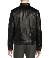 Cremieux Black Lamb Leather Bomber Jacket