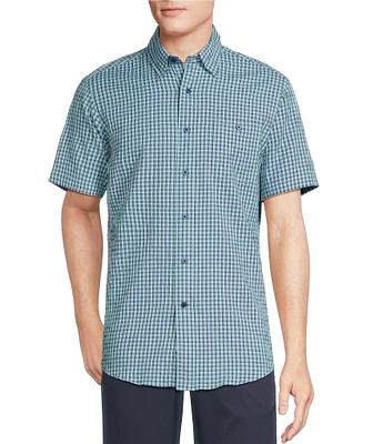 Cremieux Blue Label Big & Tall Performance Stretch Checked Seersucker Short Sleeve Woven Shirt