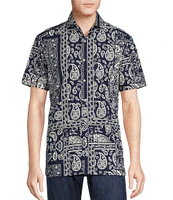 Cremieux Blue Label Block Island Collection Bandana Print Short Sleeve Woven Shirt