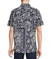 Cremieux Blue Label Block Island Collection Bandana Print Short Sleeve Woven Shirt