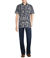 Cremieux Blue Label Block Island Collection Bandana Print Short Sleeve Woven Shirt