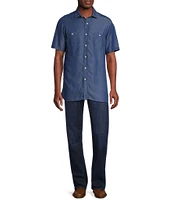 Cremieux Blue Label Block Island Collection Indigo Short Sleeve Woven Shirt