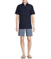 Cremieux Blue Label Block Island Collection Solid Short Sleeve Woven Shirt