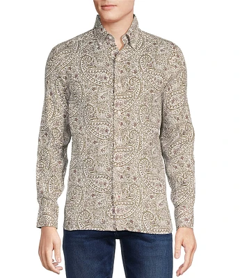 Cremieux Blue Label Cape Town Collection Paisley Print Long Sleeve Woven Linen Shirt
