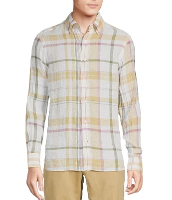 Cremieux Blue Label Cape Town Collection Plaid Long Sleeve Woven Linen Shirt