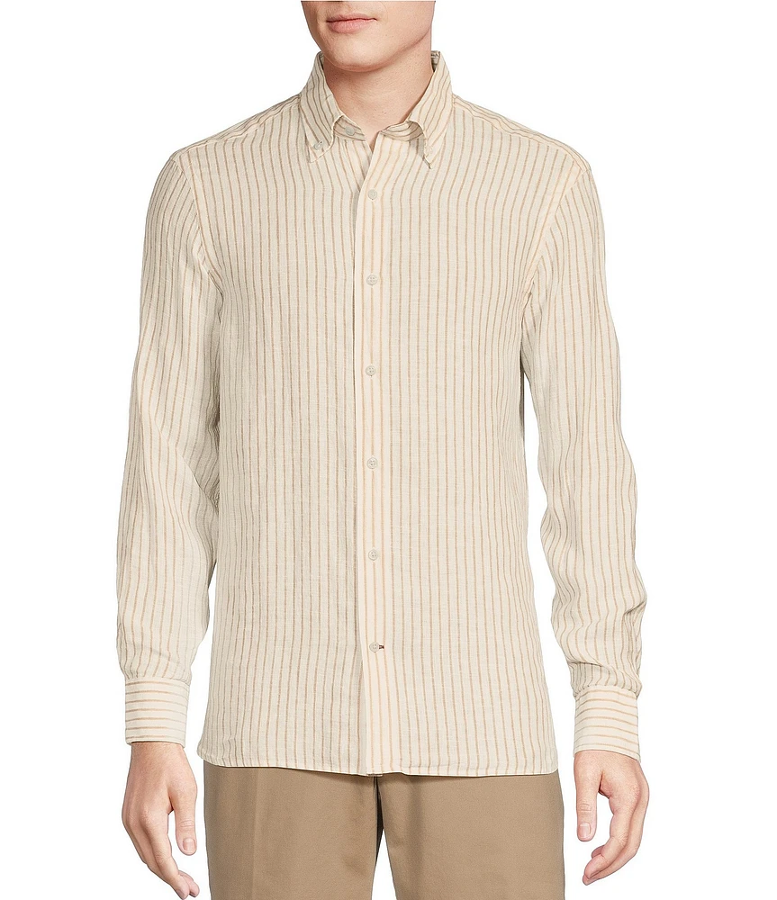 Cremieux Blue Label Cape Town Collection Stripe Long Sleeve Woven Linen Shirt