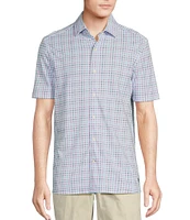 Cremieux Blue Label Check Knit Oxford Short Sleeve Woven Shirt