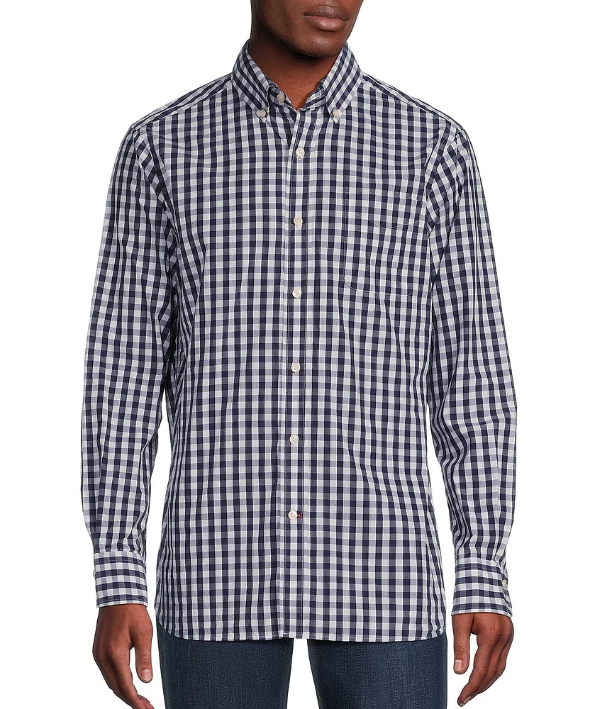 Cremieux Blue Label Classic Fit Capri Washed Gingham Poplin Long Sleeve Woven Shirt