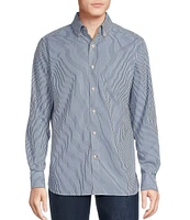 Cremieux Blue Label Classic Fit Capri Washed Mini Stripe Poplin Long Sleeve Woven Shirt