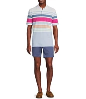 Cremieux Blue Label Classic Fit Multi Stripe Pique Short Sleeve Polo Shirt