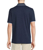 Cremieux Blue Label Classic Fit Pique Geo Print Short Sleeve Polo Shirt