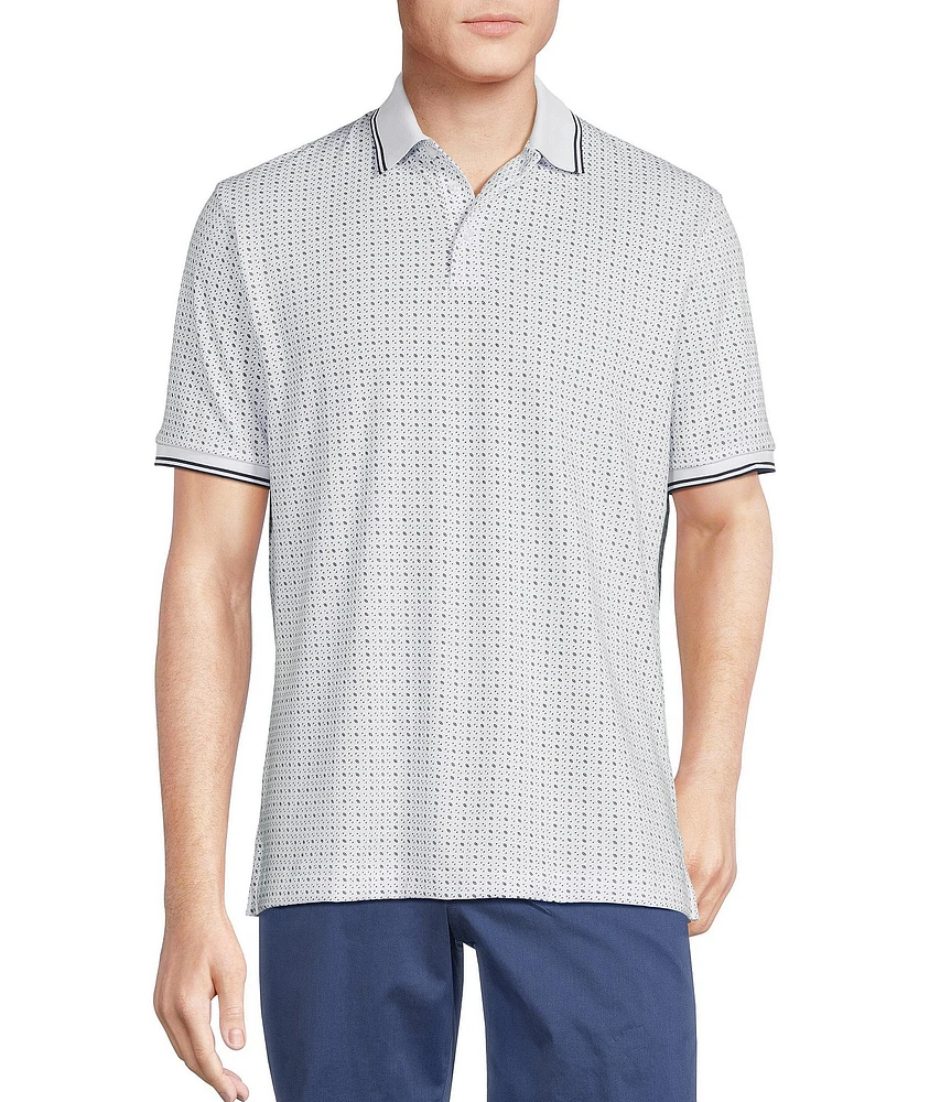 Cremieux Blue Label Classic Fit Pique Geo Printed Short Sleeve Polo Shirt