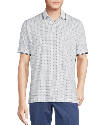 Cremieux Blue Label Classic Fit Pique Geo Printed Short Sleeve Polo Shirt