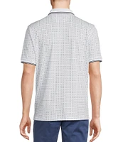 Cremieux Blue Label Classic Fit Pique Geo Printed Short Sleeve Polo Shirt