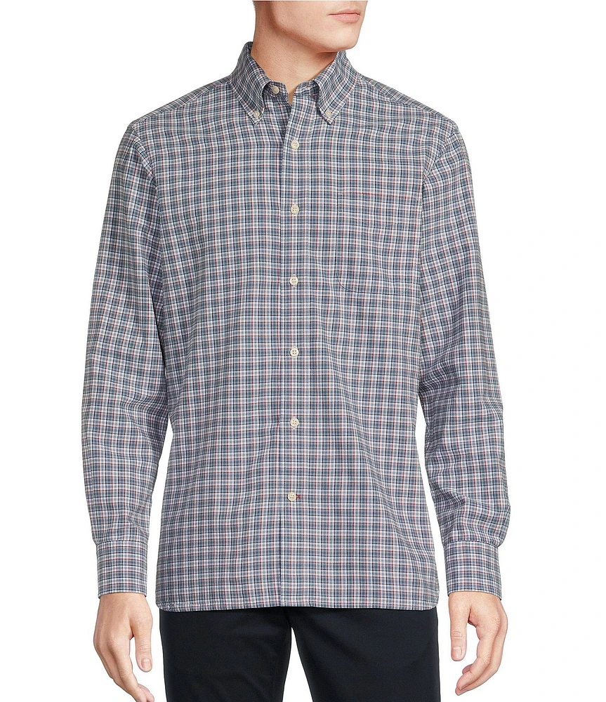 Cremieux Blue Label Classic Fit Multi Plaid Print Oxford Long Sleeve Woven Shirt