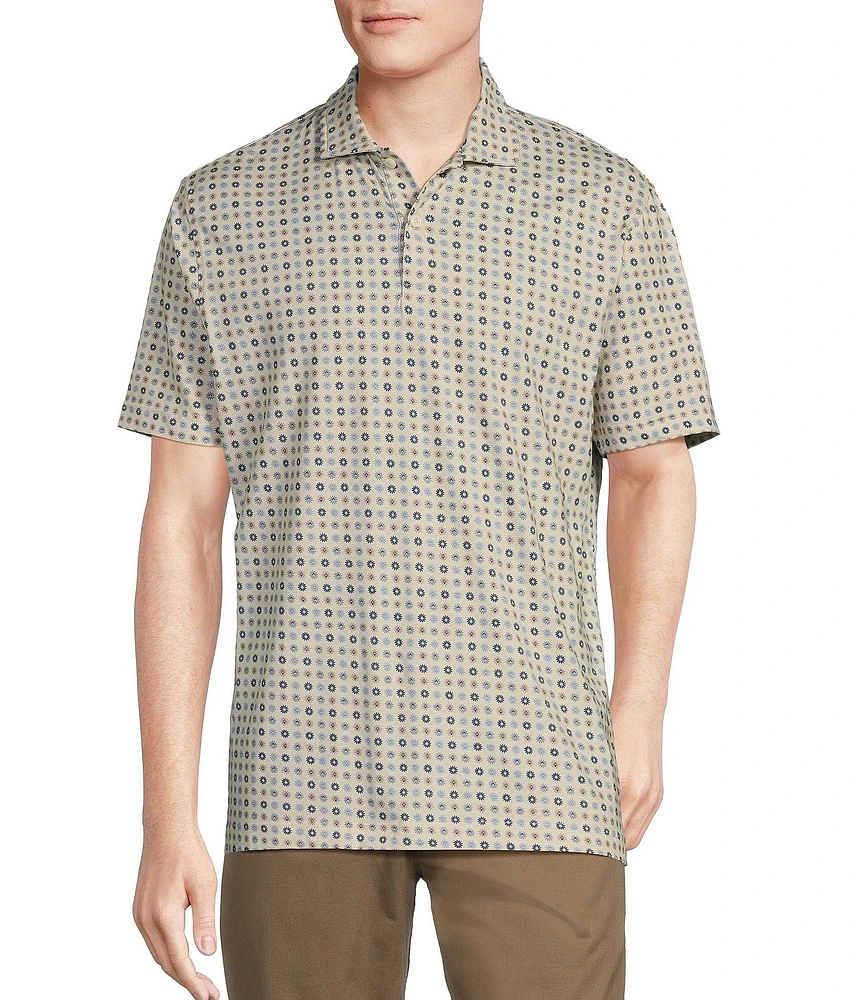 Cremieux Blue Label Classic Fit Printed Jersey Short Sleeve Polo Shirt