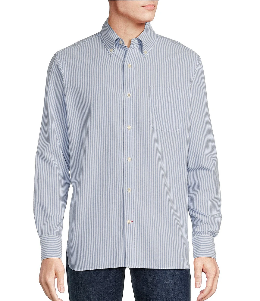 Cremieux Blue Label Classic Fit Vertical Stripe Oxford Long Sleeve Woven Shirt