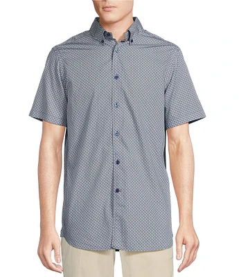 Cremieux Blue Label Diamond Printed Cotton Poplin Short Sleeve Woven Shirt