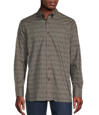 Cremieux Blue Label Down East Collection Geo Print Long Sleeve Woven Shirt