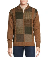 Cremieux Blue Label Down East Collection Patchwork Full-Zip Wool Sweater