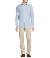 Cremieux Blue Label Fish Print Poplin Long Sleeve Woven Shirt