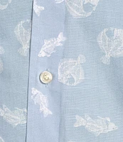 Cremieux Blue Label Fish Print Poplin Long Sleeve Woven Shirt