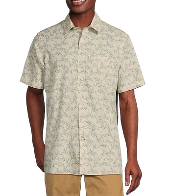 Cremieux Blue Label Floral Slub Poplin Print Short Sleeve Woven Shirt