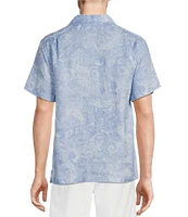 Cremieux Blue Label French Linen Collection Paisley Print Short Sleeve Woven Camp Shirt