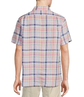 Cremieux Blue Label French Linen Collection Plaid Short Sleeve Woven Shirt