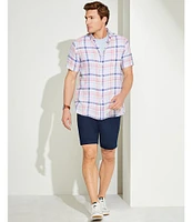 Cremieux Blue Label French Linen Collection Plaid Short Sleeve Woven Shirt