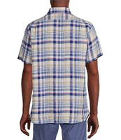 Cremieux Blue Label French Linen Collection Plaid Short Sleeve Woven Shirt