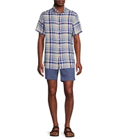 Cremieux Blue Label French Linen Collection Plaid Short Sleeve Woven Shirt