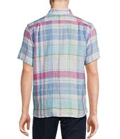 Cremieux Blue Label French Linen Small Plaid Short Sleeve Woven Shirt