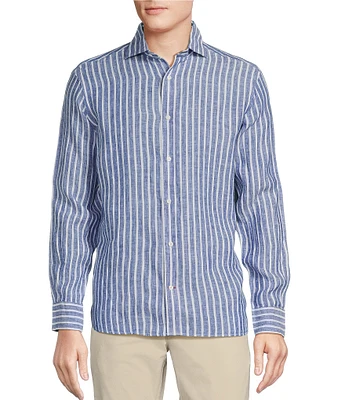 Cremieux Blue Label French Linen Stripe Long Sleeve Woven Shirt
