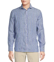 Cremieux Blue Label French Linen Stripe Long Sleeve Woven Shirt